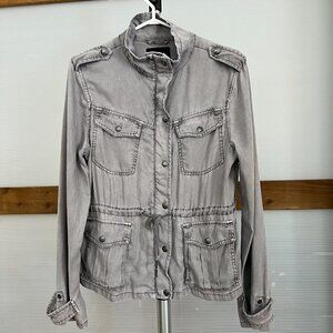 Aritzia Talula Trooper Cargo Utility Military Jacket in Washed Grey Sz M